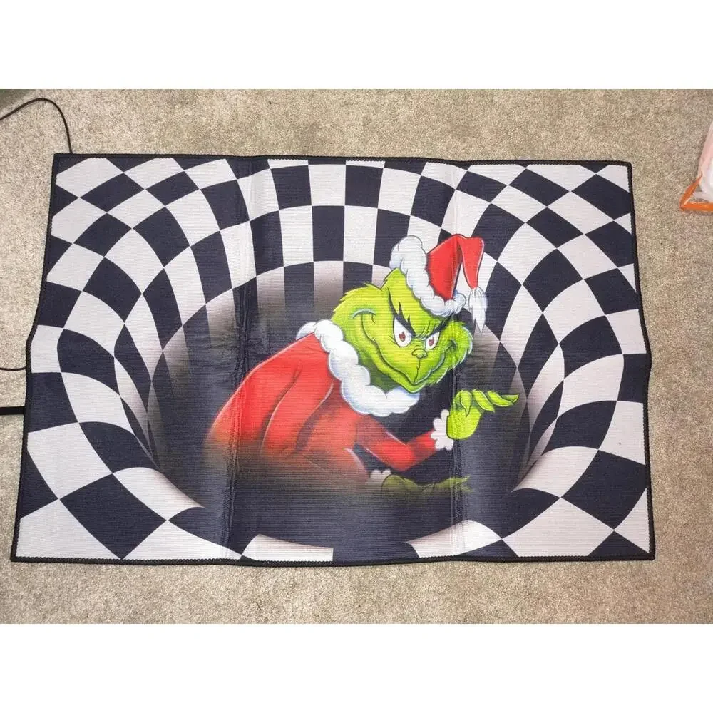 Grinch Rug Black And White Illusion Christmas Christmas